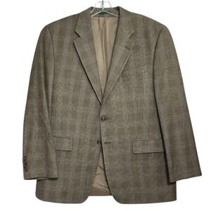 Lauren Ralph Lauren Blazer Mens Brown Glen Plaid Wool Cashmere Blend Classic 44R